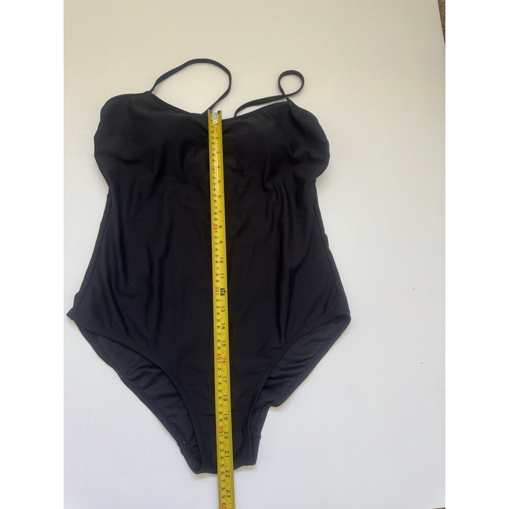 Catalina Women’s One Piece Swimsuit Black Ruched Tummy Control Size L/G 12-14